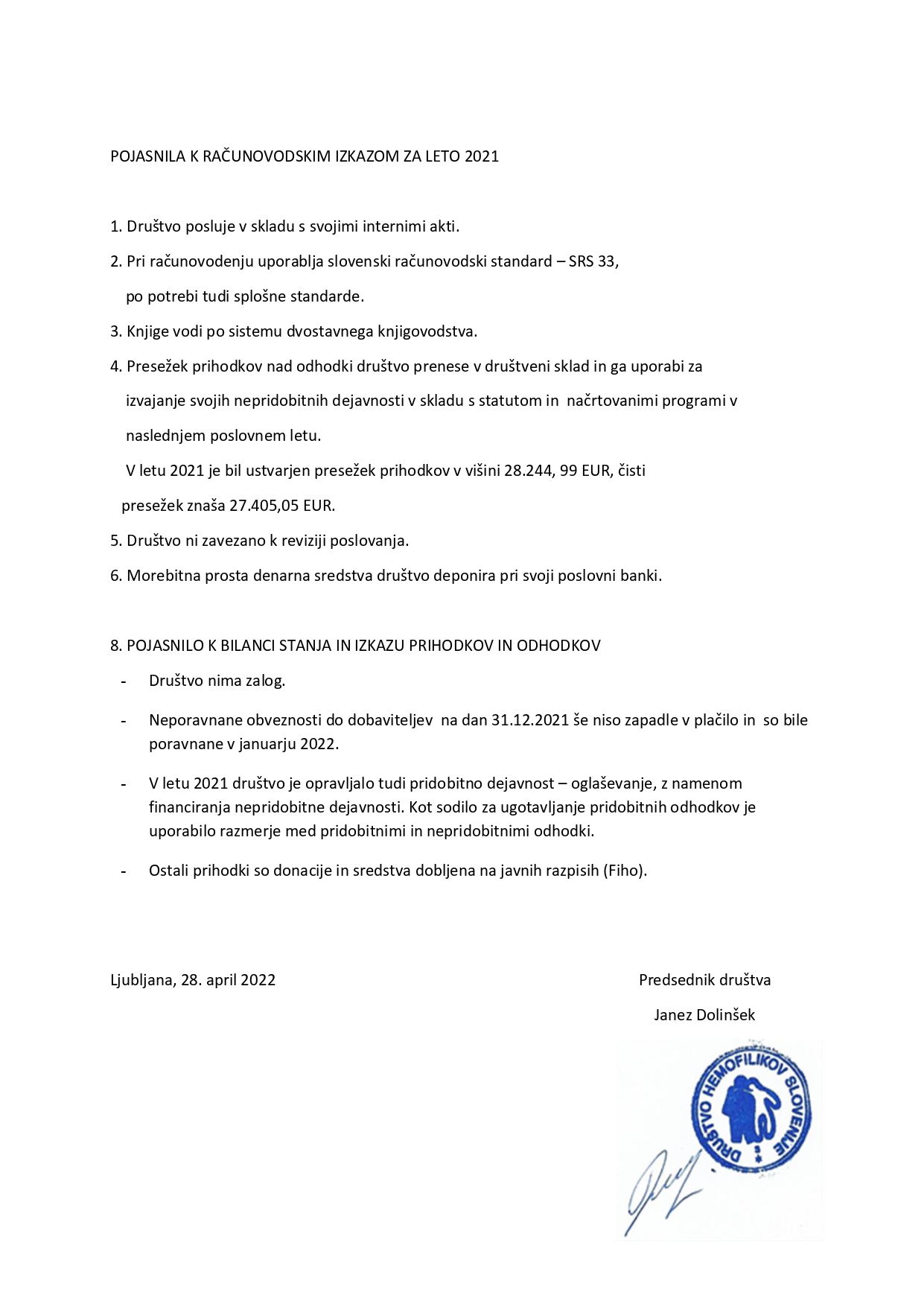 Porocilo predsednika o delovanju Drustva hemofilikov Slovenije v letu 2021_page-0002jpg